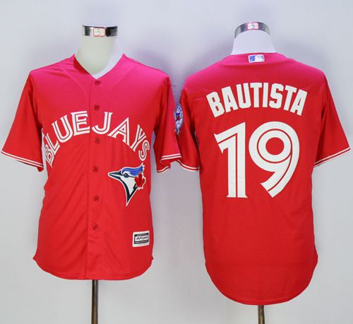 Blue Jays #19 Jose Bautista Red New Cool Base 40th Anniversary Stitched MLB Jersey - Click Image to Close